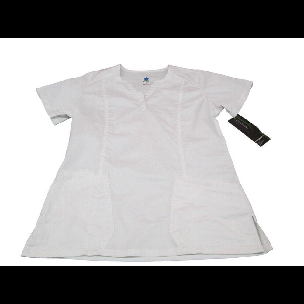 NWT Maevn Womens White Uniform Scrub Top Nurse Work Wear Size Small​